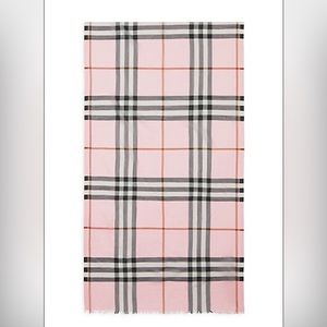 NWT Burberry Check Gauze Wool-Blend Scarf